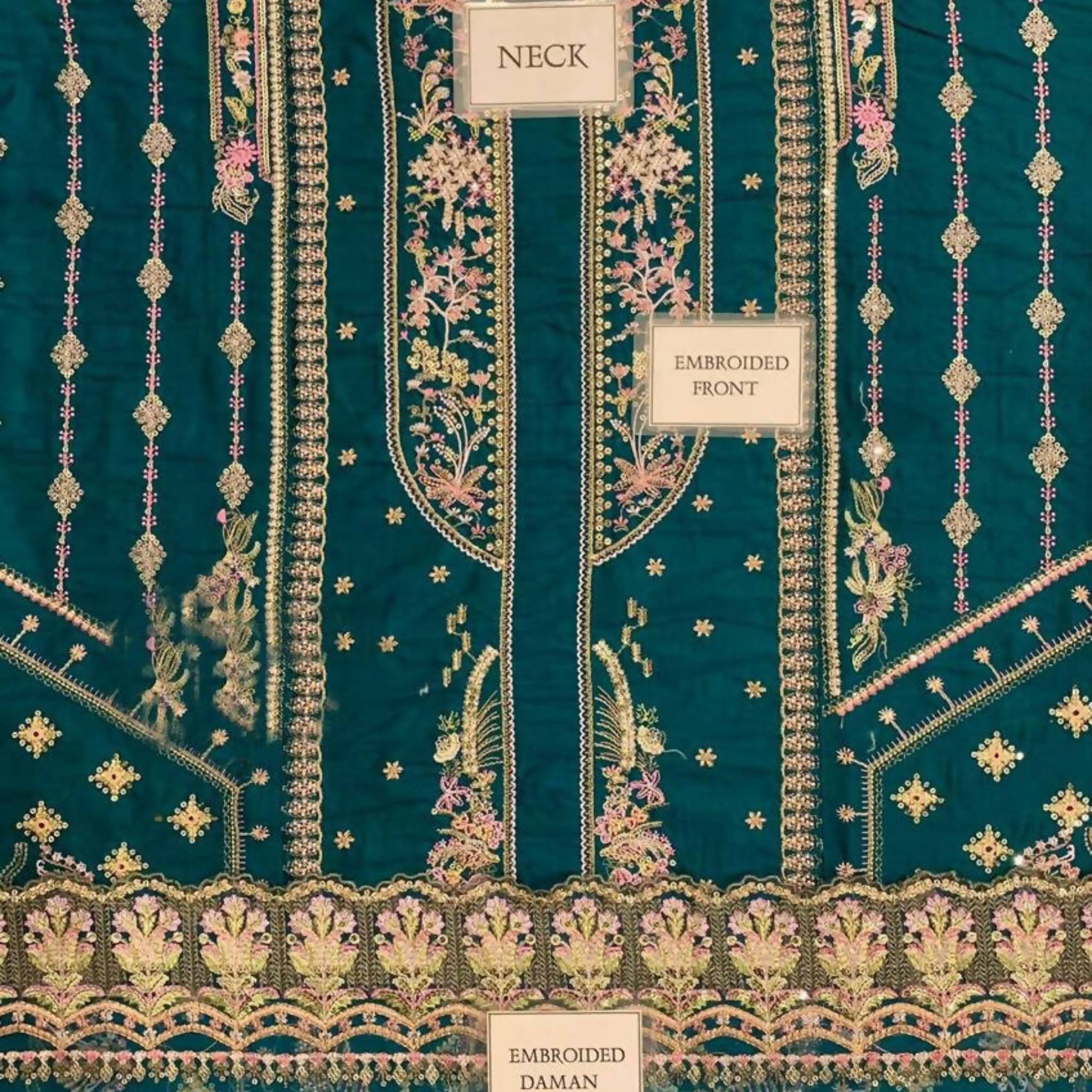 Unstitched Suit, Lawn Fully Embroidered Front Organza Dupatta & Dyed Trouser