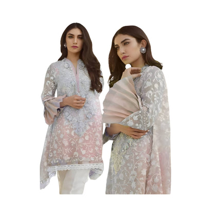 Unstitched Suit, Exquisite Organza & Malai Ensemble, for Women