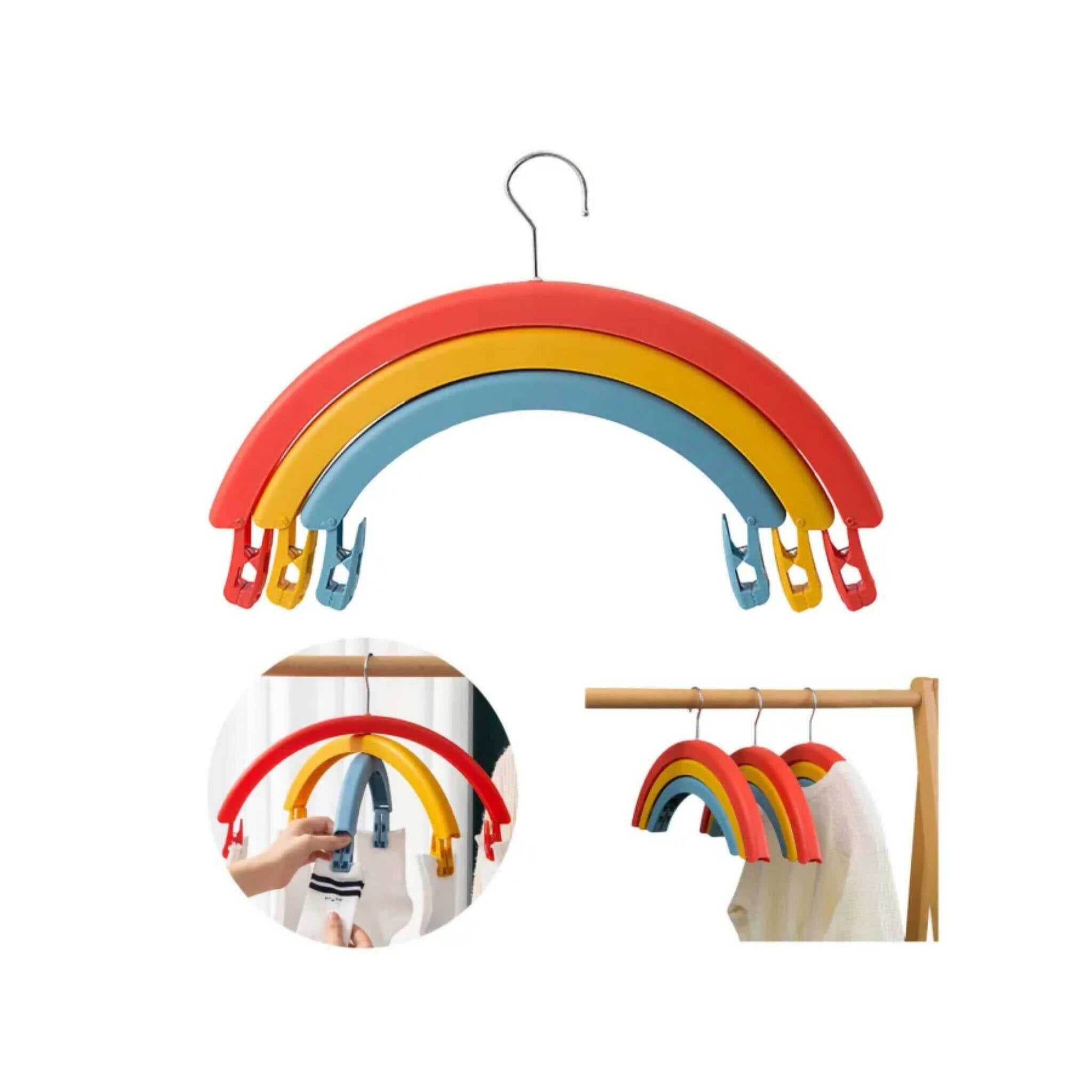 Clothes Hanger, Rainbow Shape 3-Layer Rotating