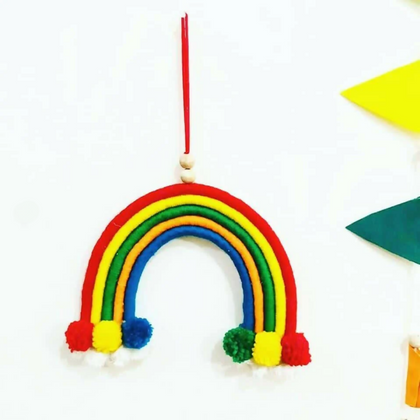 Wall Hanging Rainbow, Handmade Yarn & Whimsical Home Decor Accent
