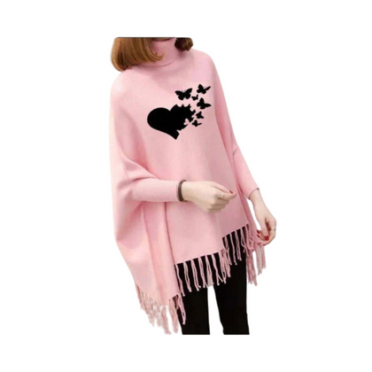 Poncho, Heart Printed & Wing Bat Style, for Women