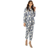 Co-ord Set, Sophisticated 2-Piece Linen & Ensemble in Blue Print, for Women