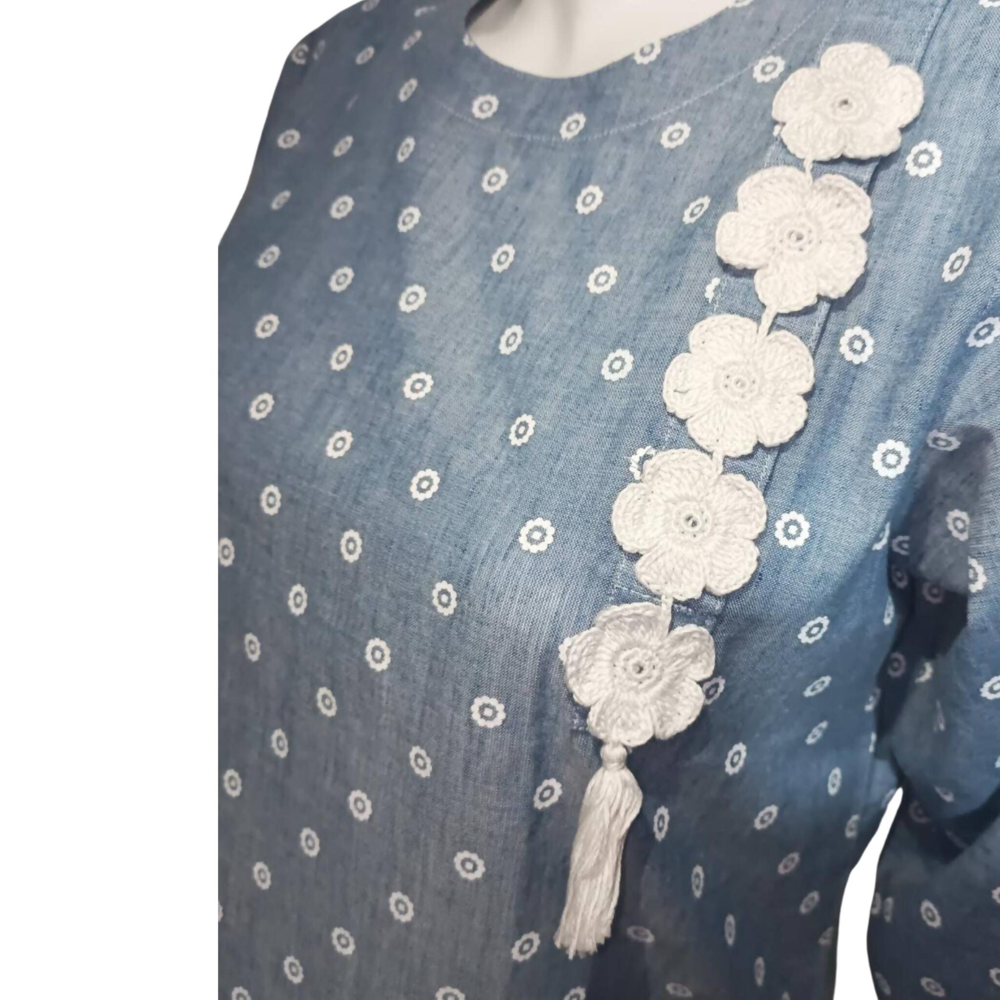 Stitched Suit, Crochet Patti Shamray & Cotton-Round Neck, for Women