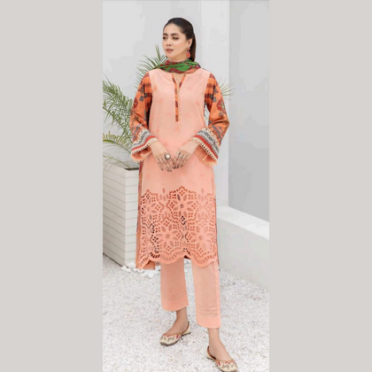 Unstitched Suit, Chikenkarri Printed Dresses with Bamber Chiffon Dupatta, for Ladies