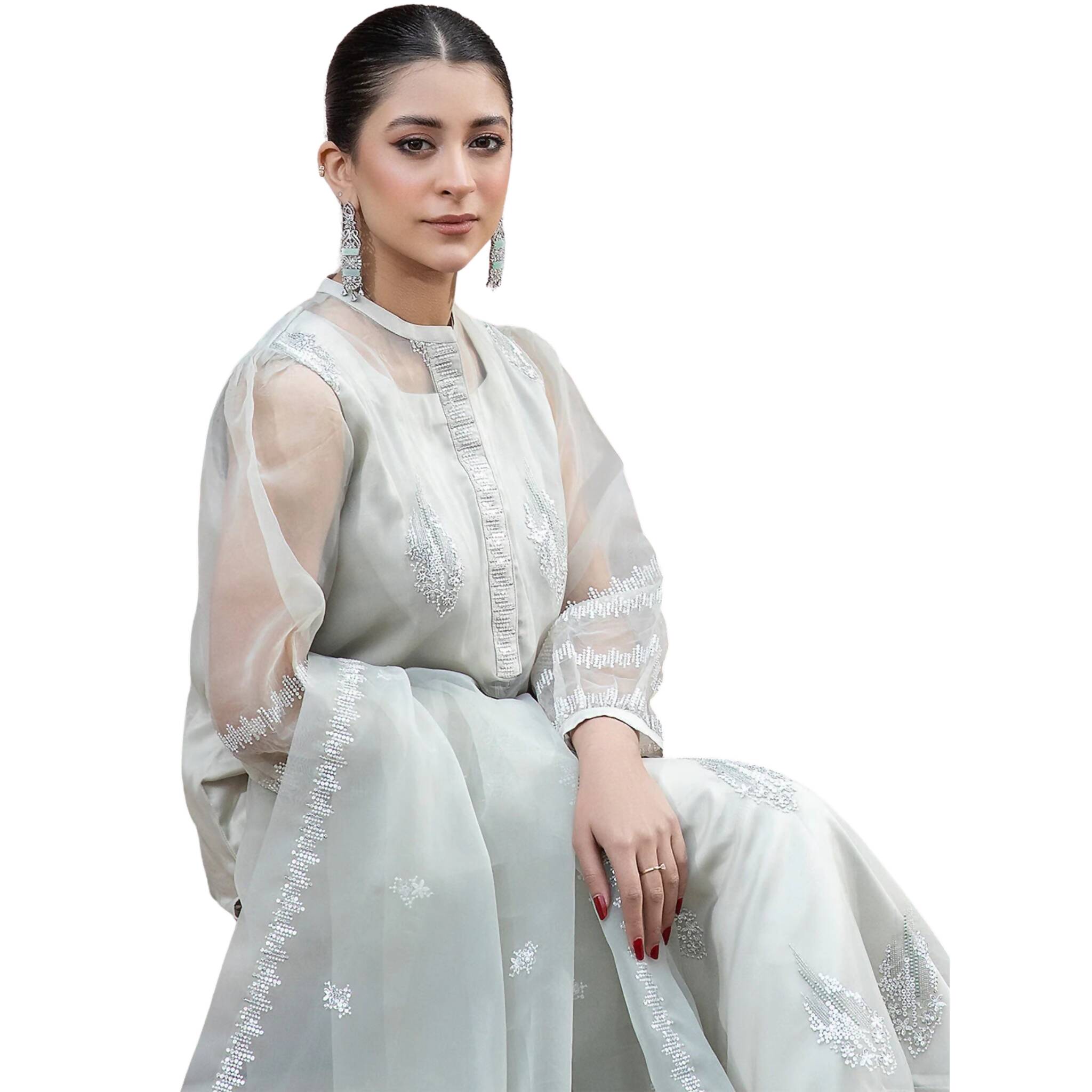 Suit, Sophisticated Elegance, Three-Piece Silk with Sequins Embroidery, for Women