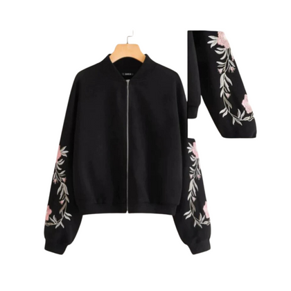Jacket, Black Embroidered & Casual Wear, for Women