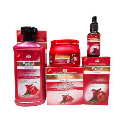 Wellice Onion Shampoo, Hair Care with Oil & Mask, for Strong & Healthy Hair