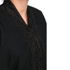 Abaya, Black Lace & Mokesh Embellished 1-Piece Modest Elegance, for Women
