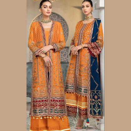 Unstitched Suit, Elegant Linen Ensemble with Chiffon Dupatta, for Women