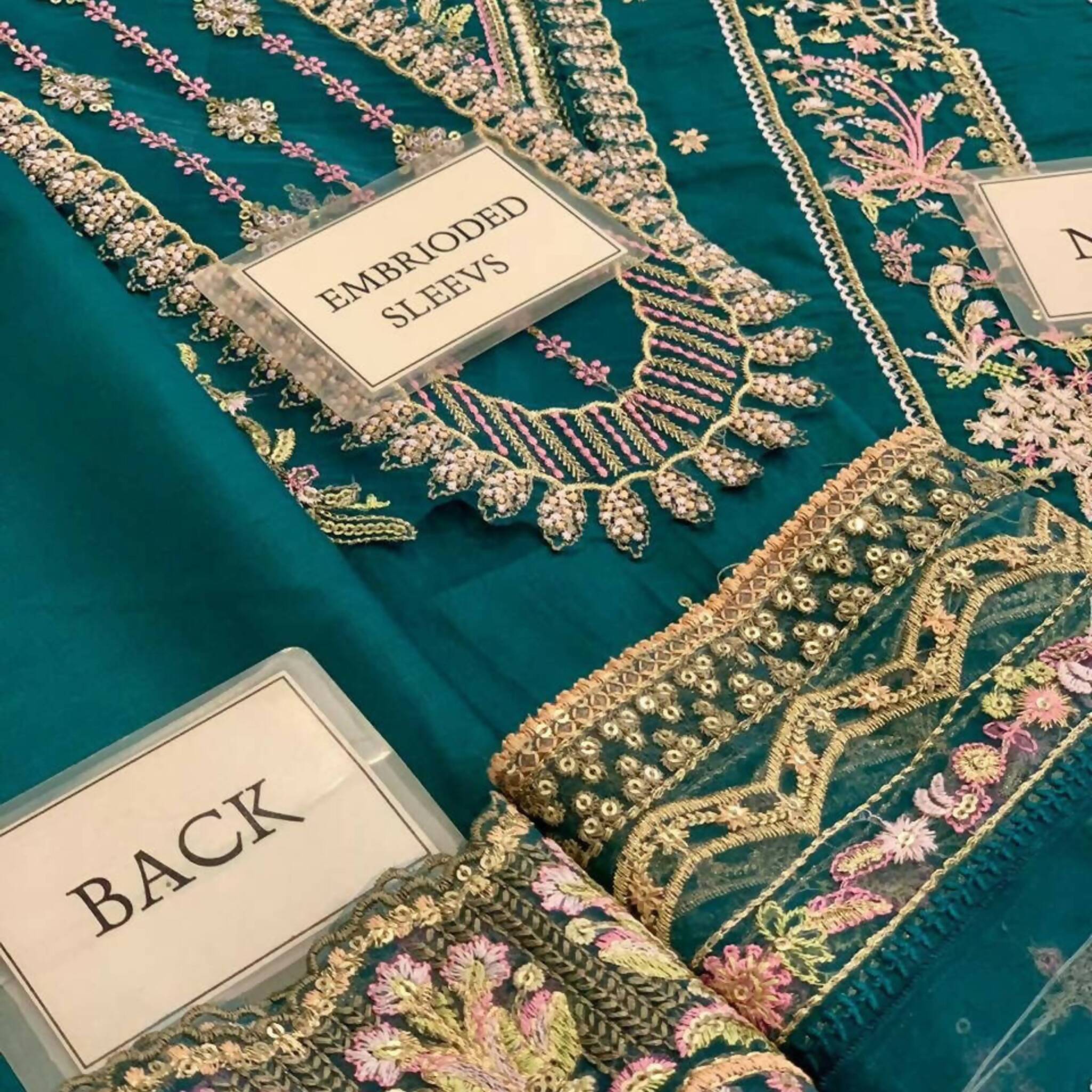 Unstitched Suit, Lawn Fully Embroidered Front Organza Dupatta & Dyed Trouser