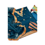 Unstitched Suit, Organza with Machine Embroidery & Resham/Tilla Work, for Women