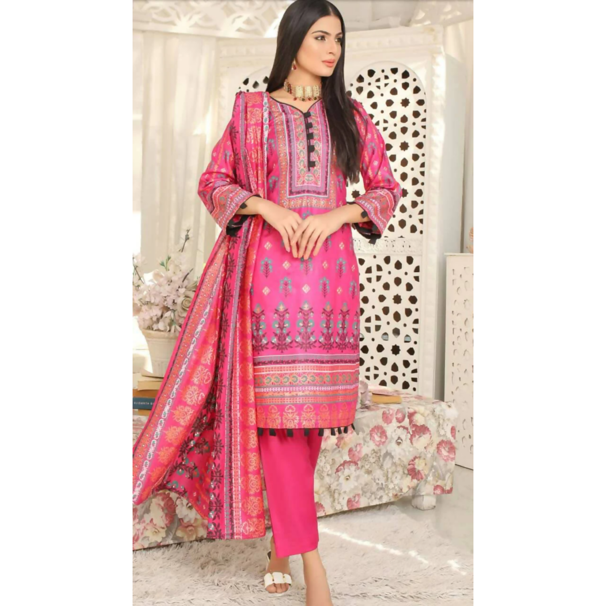 Clothes, Vibrant Printed Lawn Set, Shirt, Dupatta & Trouser, for Ladies'