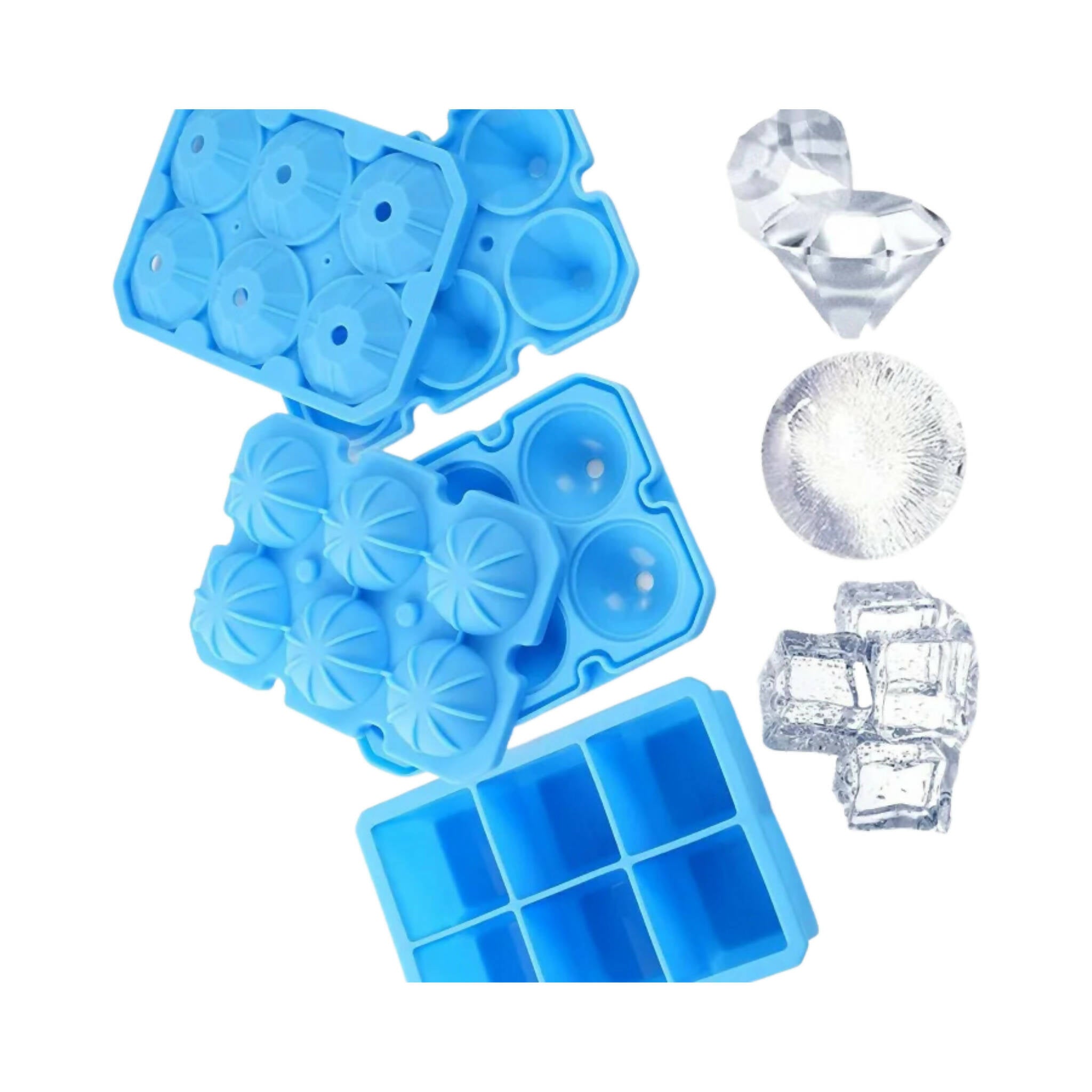 Ice Cube Trays, Round, Square, and Honeycomb Shapes, Reusable and Easy Release