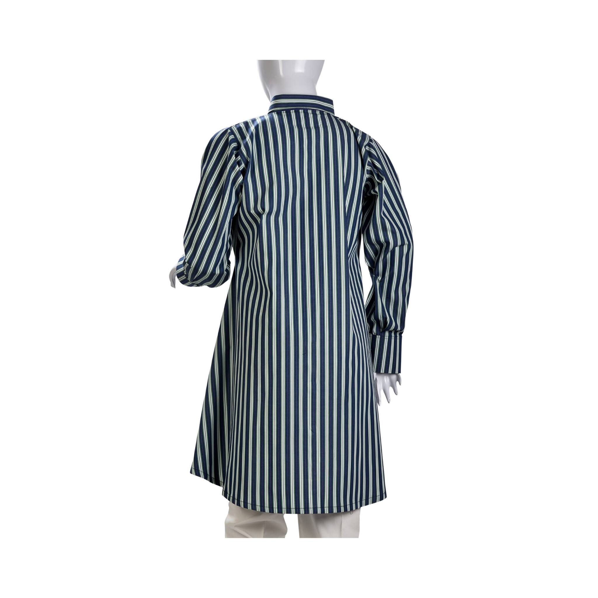 Shirt, Alluring Navy Blue & Green Striped Cotton, for Women