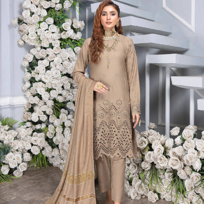 Unstitched Suit, Chikankaari Ensemble Material with Fancy Jacquard Velvet Shawl