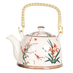 Porcelain Tea Kettle, Vibrant Elegance Multicolored Ceramic Teapot with Rattan Handle