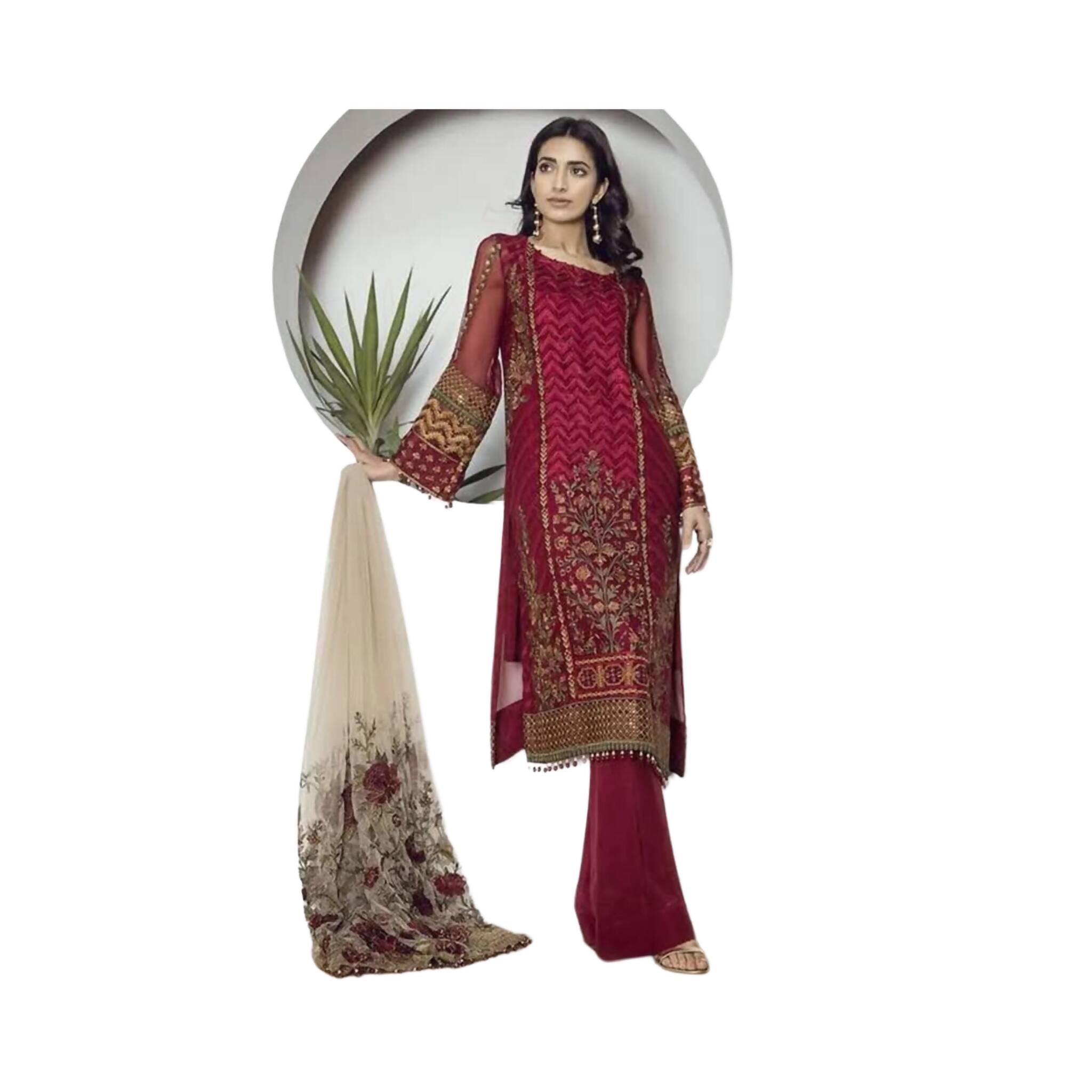 Unstitched Suit, Embroidered Panel Front with Sophisticated Details, for Women