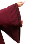 Abaya, Lace Detailing, Round Neck with Button-Through Opening, for Women