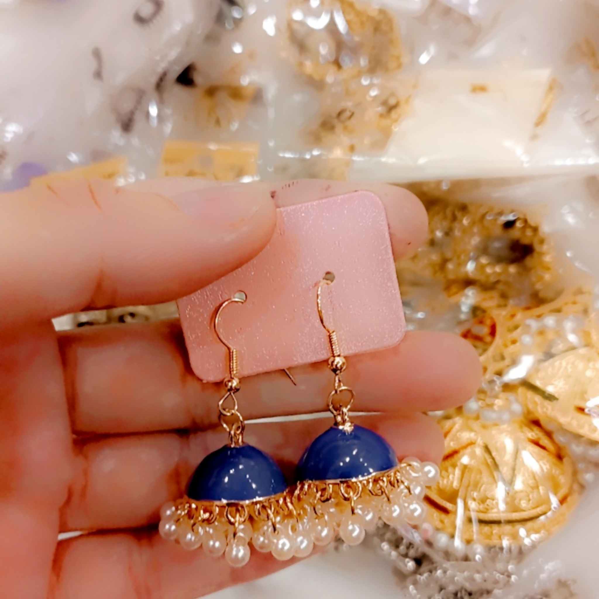 Earrings, Meena Jhumki with Pearl Drop, Traditional Elegance & Timeless Charm, for Women