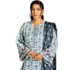 Winter Blue Pottery Ensemble, Embroidered Charm & Slub Khaddar Fabric, for Women